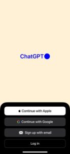 chatGPTのアプリログイン画面