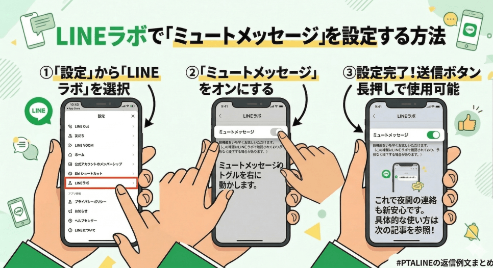 LINEラボでミュートメッセージを設定する方法